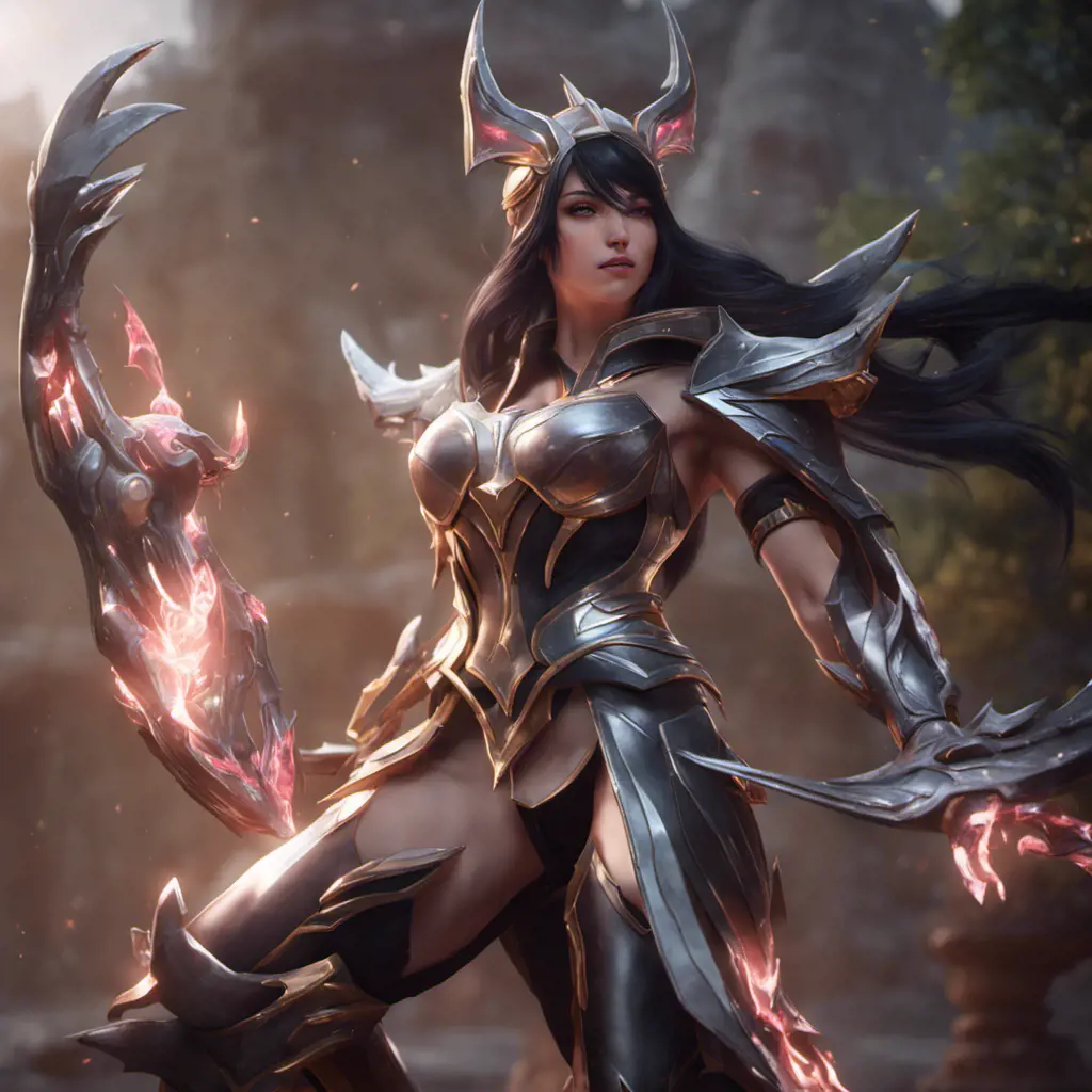 Irelia from League of Legends, 8k, Highly Detailed, Alluring, Photo Realistic, Sharp Focus, Octane Render, Unreal Engine, Volumetric Lighting by WLOP