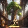 A beautiful giant tree growing in the middle of an ancient victorian library indoors. a door is embedded in the tree, 4k resolution, Hyper Detailed, Pixiv, Trending on Artstation, Vintage Illustration, Hearthstone, Unreal Engine, Volumetric Lighting, Concept Art, Digital Art, Fantasy by Stanley Artgerm Lau, Angela Barrett, WLOP