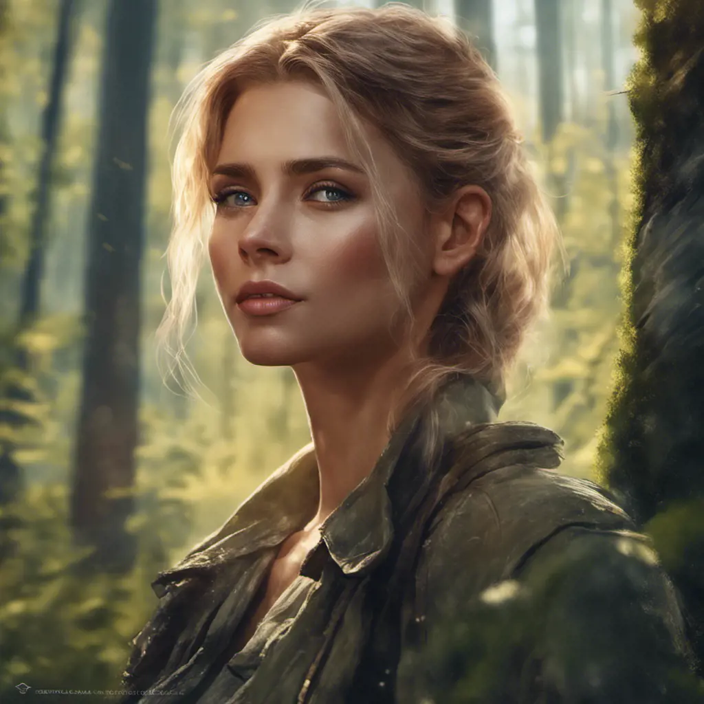 Closeup of a gorgeous female in a forest in the style of stefan kostic, 8k, High Definition, Digital Illustration, Bokeh effect, Photo Realistic, Sharp Focus by Stanley Artgerm Lau