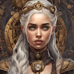 Steampunk portrait of Daenerys Targaryen, Highly Detailed, Intricate, Artstation, Beautiful, Digital Painting, Sharp Focus, Concept Art, Elegant