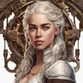 Steampunk portrait of Daenerys Targaryen, Highly Detailed, Intricate, Artstation, Beautiful, Digital Painting, Sharp Focus, Concept Art, Elegant