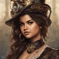 Steampunk portrait of Selena Gomez, Highly Detailed, Intricate, Artstation, Beautiful, Digital Painting, Sharp Focus, Concept Art, Elegant