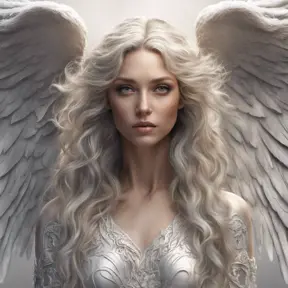 Alluring highly detailed matte portrait of a beautiful angel with shimmering hair in the style of Stefan Kostic, 8k, High Definition, Highly Detailed, Intricate, Half Body, Realistic, Sharp Focus, Fantasy, Elegant