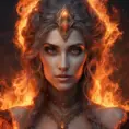 Alluring highly detailed matte portrait of a beautiful fire sorceress in the style of Stefan Kostic, 8k, High Definition, Highly Detailed, Intricate, Half Body, Realistic, Sharp Focus, Fantasy, Elegant