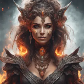 Alluring highly detailed matte portrait of a beautiful fire sorceress in the style of Stefan Kostic, 8k, High Definition, Highly Detailed, Intricate, Half Body, Realistic, Sharp Focus, Fantasy, Elegant