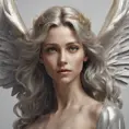 Alluring highly detailed matte portrait of a beautiful angel with shimmering hair in the style of Stefan Kostic, 8k, High Definition, Highly Detailed, Intricate, Half Body, Realistic, Sharp Focus, Fantasy, Elegant