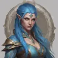 D&D concept art of gorgeous elven woman with blue hair in the style of Stefan Kostic, 8k, High Definition, Highly Detailed, Intricate, Half Body, Realistic, Sharp Focus, Fantasy, Elegant by Stanley Artgerm Lau, Luis Ricardo Falero