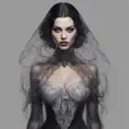 Alluring portrait of a beautiful raven black haired veiled vampire in the style of Stefan Kostic, 8k, High Definition, Highly Detailed, Intricate, Half Body, Realistic, Sharp Focus, Fantasy, Elegant