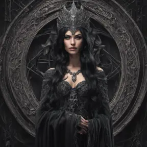 Alluring portrait of a beautiful gothic black haired sorceress in the style of Stefan Kostic, 8k, High Definition, Highly Detailed, Intricate, Half Body, Realistic, Sharp Focus, Fantasy, Elegant