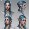 D&D concept art of gorgeous elven woman with blue hair in the style of Stefan Kostic, 8k, High Definition, Highly Detailed, Intricate, Half Body, Realistic, Sharp Focus, Fantasy, Elegant by WLOP