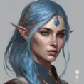 D&D concept art of gorgeous elven woman with blue hair in the style of Stefan Kostic, 8k, High Definition, Highly Detailed, Intricate, Half Body, Realistic, Sharp Focus, Fantasy, Elegant by WLOP