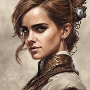 Steampunk portrait of Emma Watson, Highly Detailed, Intricate, Artstation, Beautiful, Digital Painting, Sharp Focus, Concept Art, Elegant