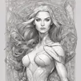 Alluring matte portrait of a beautiful Jean Grey from X-Men, 8k, Highly Detailed, Intricate, Half Body, Realistic, Sharp Focus, Volumetric Lighting, Fantasy, Elegant by Alphonse Mucha