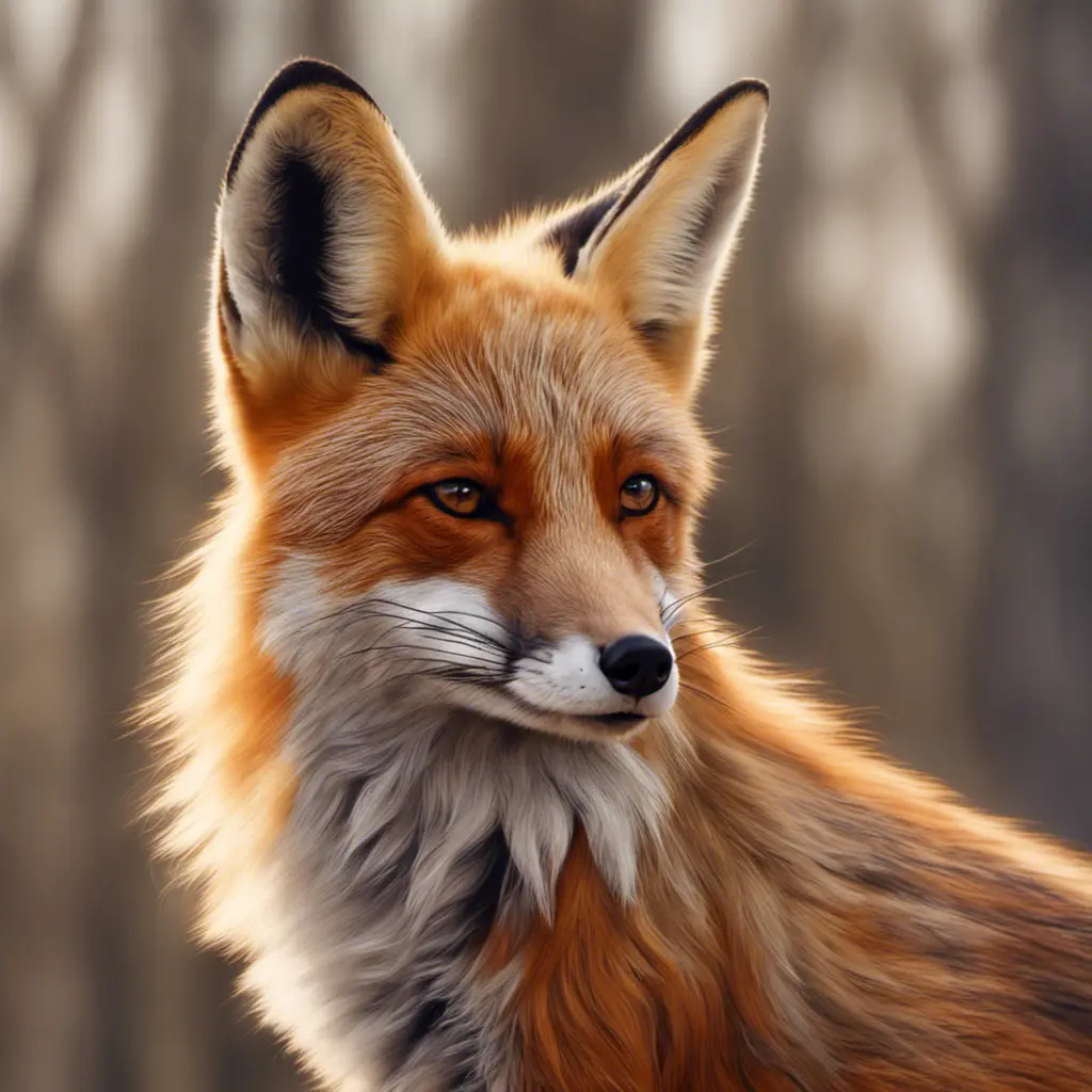 A red fox sniffing the wind, its muzzle raised upwards, eyes closed, 8k, Highly Detailed, Photo Realistic, Romantic