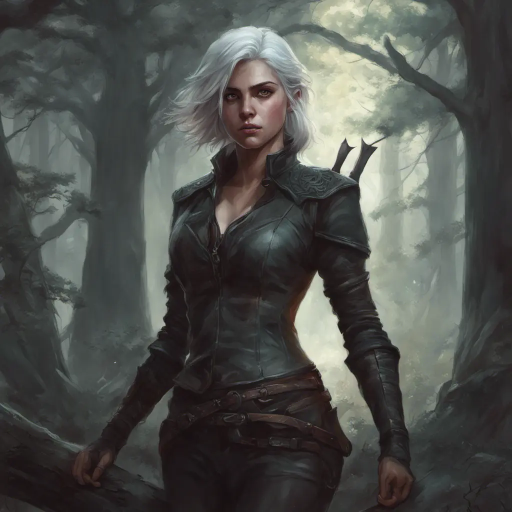 Ciri in a haunted forest, Highly Detailed, Intricate, Gothic, Volumetric Lighting, Fantasy, Dark by Stanley Artgerm Lau