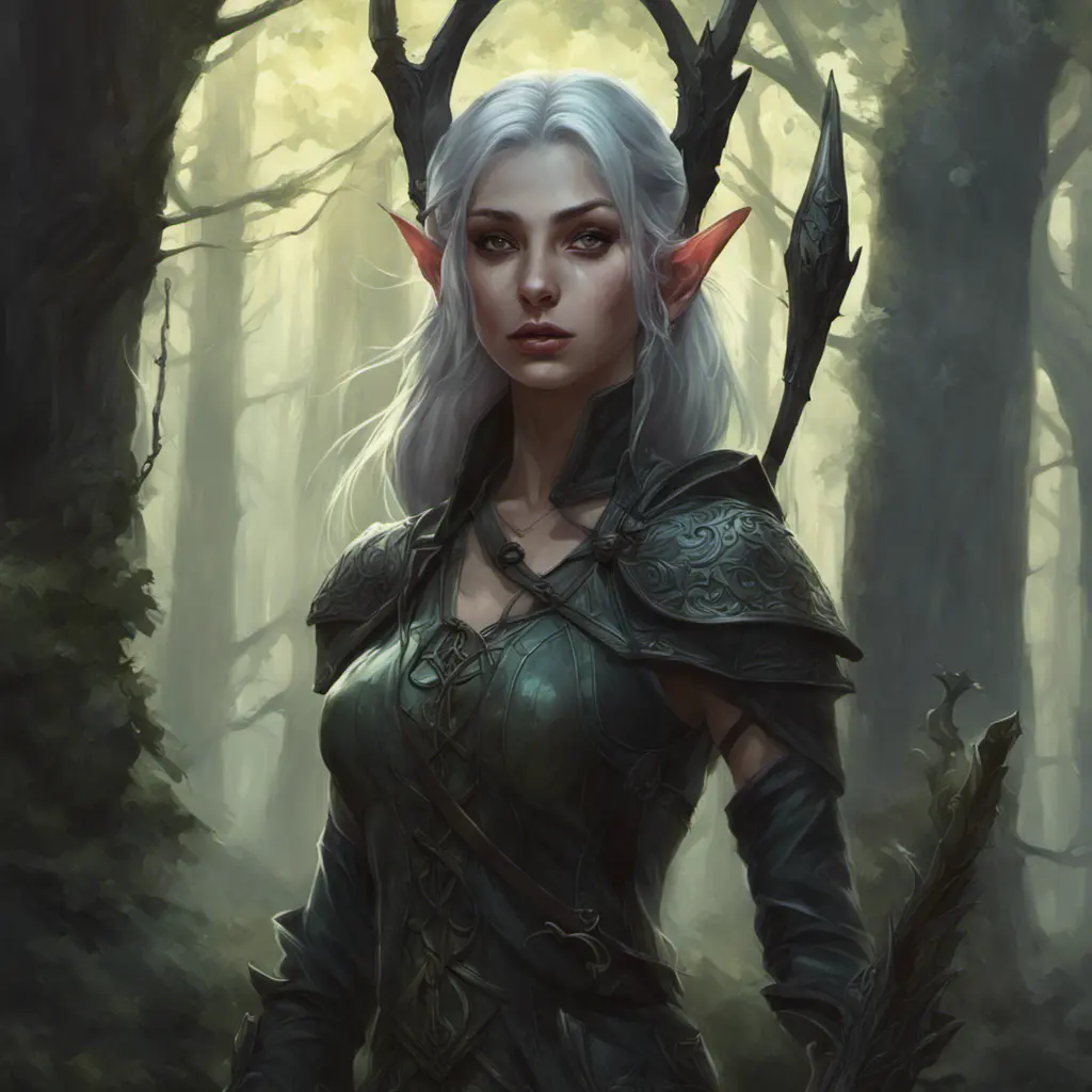 Elf archer in a haunted forest, Highly Detailed, Intricate, Gothic, Volumetric Lighting, Fantasy, Dark by Stanley Artgerm Lau