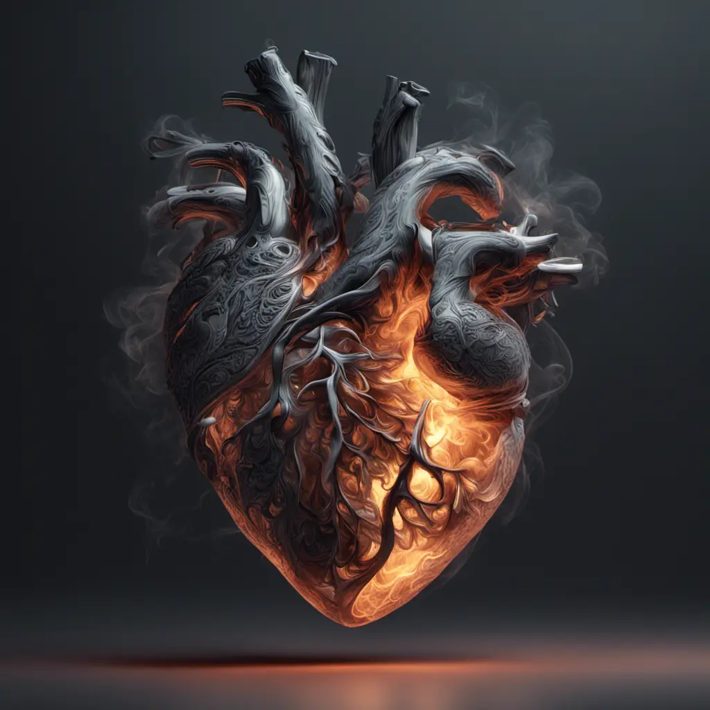 Heart made of smoke, 8k, Intricate Details, Trending on Artstation, Volumetric Lighting