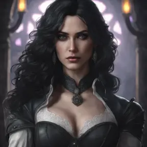 Alluring matte portrait of a beautiful Yennefer from the Witcher in the style of Stefan Kostic, 8k, Highly Detailed, Intricate, Half Body, Realistic, Sharp Focus, Volumetric Lighting, Fantasy, Elegant by Stanley Artgerm Lau, Greg Rutkowski
