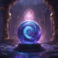 of blue and purple swirling within its depths. The orb radiates a mysterious energy, captivating all who gaze upon it. Its power is said to grant unimaginable abilities to those who possess it., 8k, Unreal Engine, Fantasy
