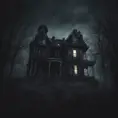 A terrifying atmosphere in a sinister house on a dark night, Horror, Dark, Terrifying