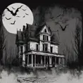 A terrifying atmosphere in a sinister house on a dark night, Horror, Dark, Terrifying