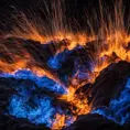 Blue fire at night, Vibrant Colors