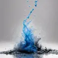 Glitter mist. Paint water splash. Magic spell. Blue silver gray color gradient shiny vapor veil wave on black abstract art background with free space., Vibrant Colors
