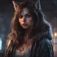 Beautiful girl in werewolf academy, 8k, Stunning, Digital Painting, Cinematic Lighting, Sharp Focus, Fantasy, Hyper Realistic