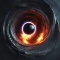 Digital art of Black hole containing strange object, 8k, Digital Painting, Cinematic Lighting, Hyper Realistic
