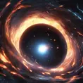Digital art of Black hole containing strange object, 8k, Digital Painting, Cinematic Lighting, Hyper Realistic