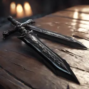 Obsidian luminous energy epic black sword artifact, 8k, Gothic and Fantasy, Unreal Engine