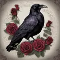 Gothic raven with roses, Award-Winning, Photo Realistic