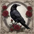 Gothic raven with roses, Award-Winning, Photo Realistic
