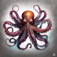 Octopus, Highly Detailed, Intricate, Gothic, Volumetric Lighting, Color Splash, Vibrant Colors, Ink Art, Fantasy, Dark by Stanley Artgerm Lau