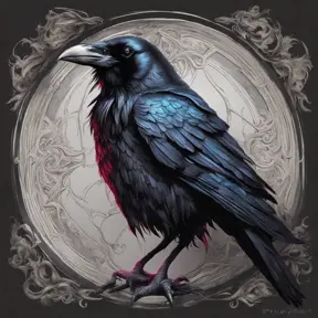 Raven, Highly Detailed, Intricate, Gothic, Volumetric Lighting, Color Splash, Vibrant Colors, Ink Art, Fantasy, Dark by Stanley Artgerm Lau