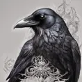 Raven, Highly Detailed, Intricate, Gothic, Volumetric Lighting, Color Splash, Vibrant Colors, Ink Art, Fantasy, Dark by Stanley Artgerm Lau