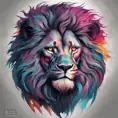 Lion, Highly Detailed, Intricate, Gothic, Volumetric Lighting, Color Splash, Vibrant Colors, Ink Art, Fantasy, Dark by Stanley Artgerm Lau