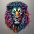 Lion, Highly Detailed, Intricate, Gothic, Volumetric Lighting, Color Splash, Vibrant Colors, Ink Art, Fantasy, Dark by Stanley Artgerm Lau