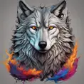 Wolf, Highly Detailed, Intricate, Gothic, Volumetric Lighting, Color Splash, Vibrant Colors, Ink Art, Fantasy, Dark by Stanley Artgerm Lau