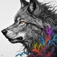 Wolf in the forest, Highly Detailed, Intricate, Gothic, Volumetric Lighting, Color Splash, Vibrant Colors, Ink Art, Fantasy, Dark by Stanley Artgerm Lau