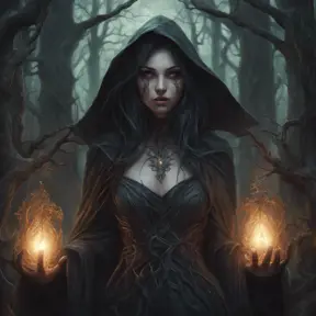 Sorceress in a haunted forest, Highly Detailed, Intricate, Gothic, Volumetric Lighting, Fantasy, Dark by Stanley Artgerm Lau