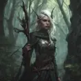 Elf archer in a haunted forest, Highly Detailed, Intricate, Gothic, Volumetric Lighting, Fantasy, Dark by Stanley Artgerm Lau