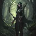 Elf archer in a haunted forest, Highly Detailed, Intricate, Gothic, Volumetric Lighting, Fantasy, Dark by Stanley Artgerm Lau