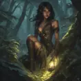 Nidalee in a haunted forest, Highly Detailed, Intricate, Gothic, Volumetric Lighting, Fantasy, Dark by Stanley Artgerm Lau