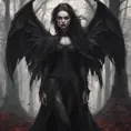 Winged vampiress in a haunted forest, Highly Detailed, Intricate, Gothic, Volumetric Lighting, Fantasy, Dark by Stanley Artgerm Lau