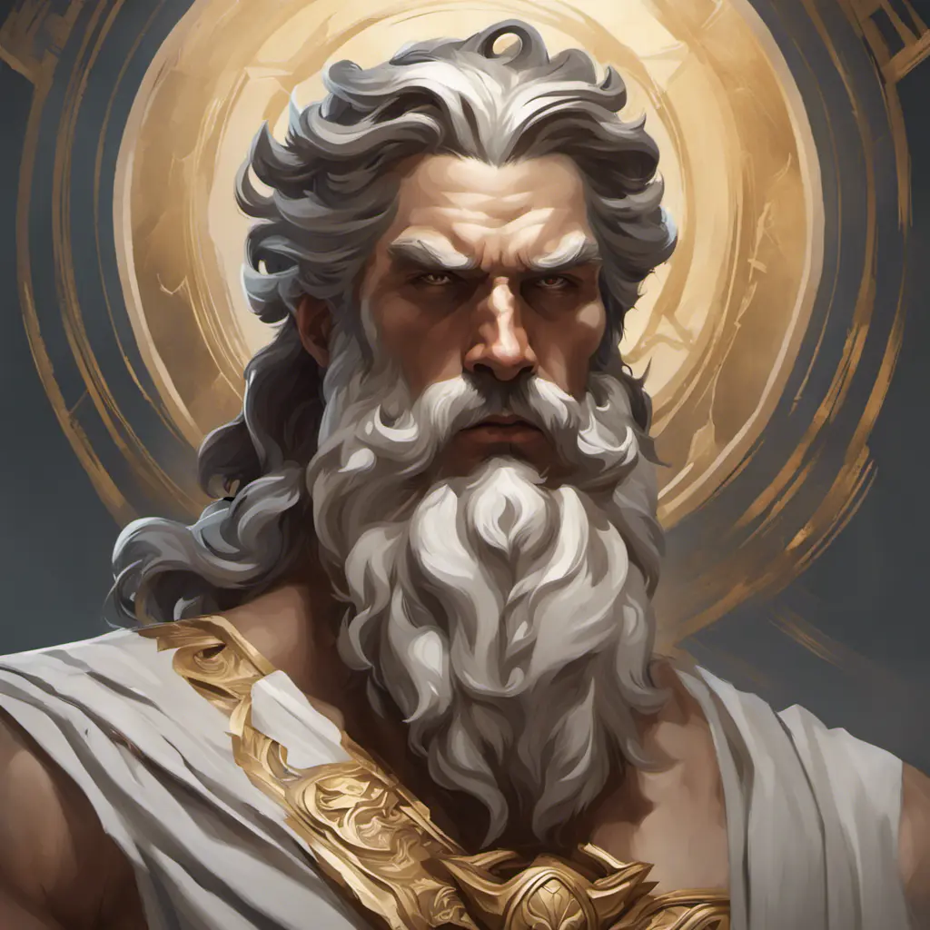 Matte portrait of a fierce God Zeus, 4k, Highly Detailed, Hyper Detailed, Powerful, Artstation, Vintage Illustration, Digital Painting, Sharp Focus, Smooth, Concept Art by Stanley Artgerm Lau, Alphonse Mucha, Greg Rutkowski