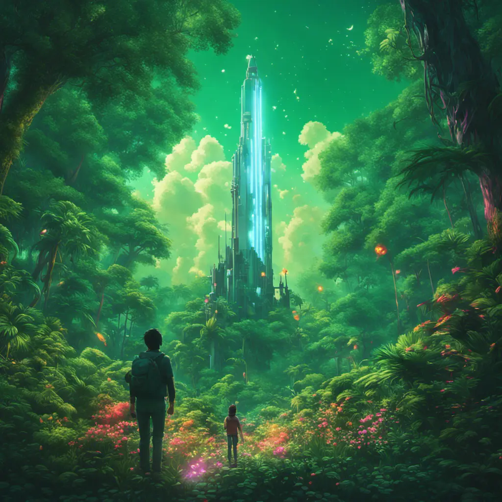 Studio ghibli, rocket explosion, jungle, solar, green technology, optimist future, 8k, Bokeh effect, Cinematic Lighting, Iridescence, Vibrant by Beeple, Dan Mumford, Greg Rutkowski, WLOP