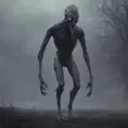 Humanoid creature eldritch horror, dark obscured by fog, full body shot, far away, 8k, Gothic and Fantasy, Beautiful, Sci-Fi, Photo Realistic