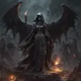 Necromancer in a haunted battlefield, Highly Detailed, Intricate, Gothic, Volumetric Lighting, Fantasy, Dark by Stanley Artgerm Lau
