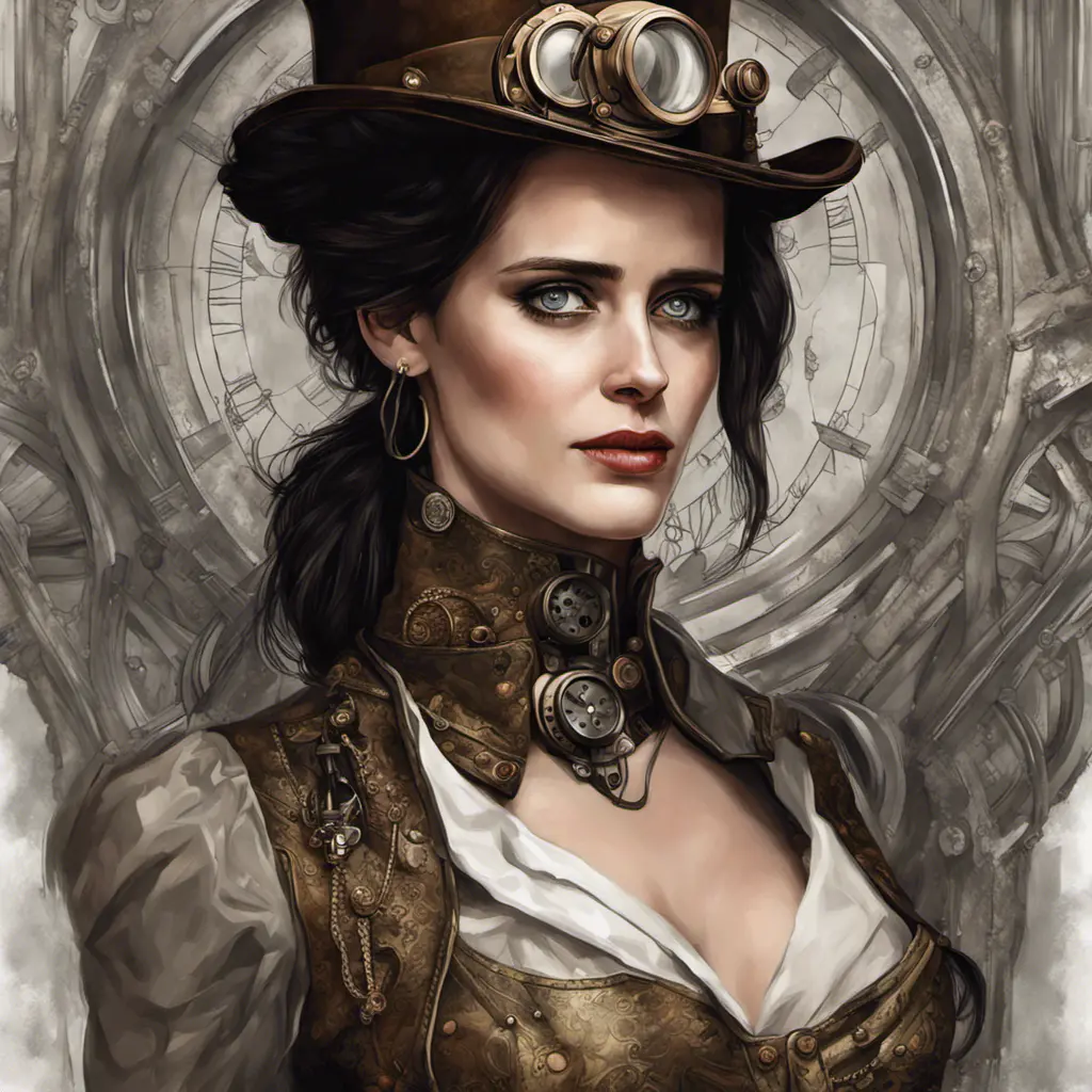 Steampunk portrait of Eva Green, Highly Detailed, Intricate, Artstation, Beautiful, Digital Painting, Sharp Focus, Concept Art, Elegant